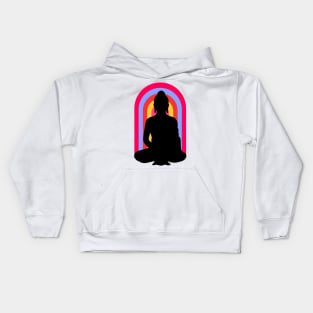 Buddha Om Mani Padme Hum Neon Rainbow Sunset Kids Hoodie